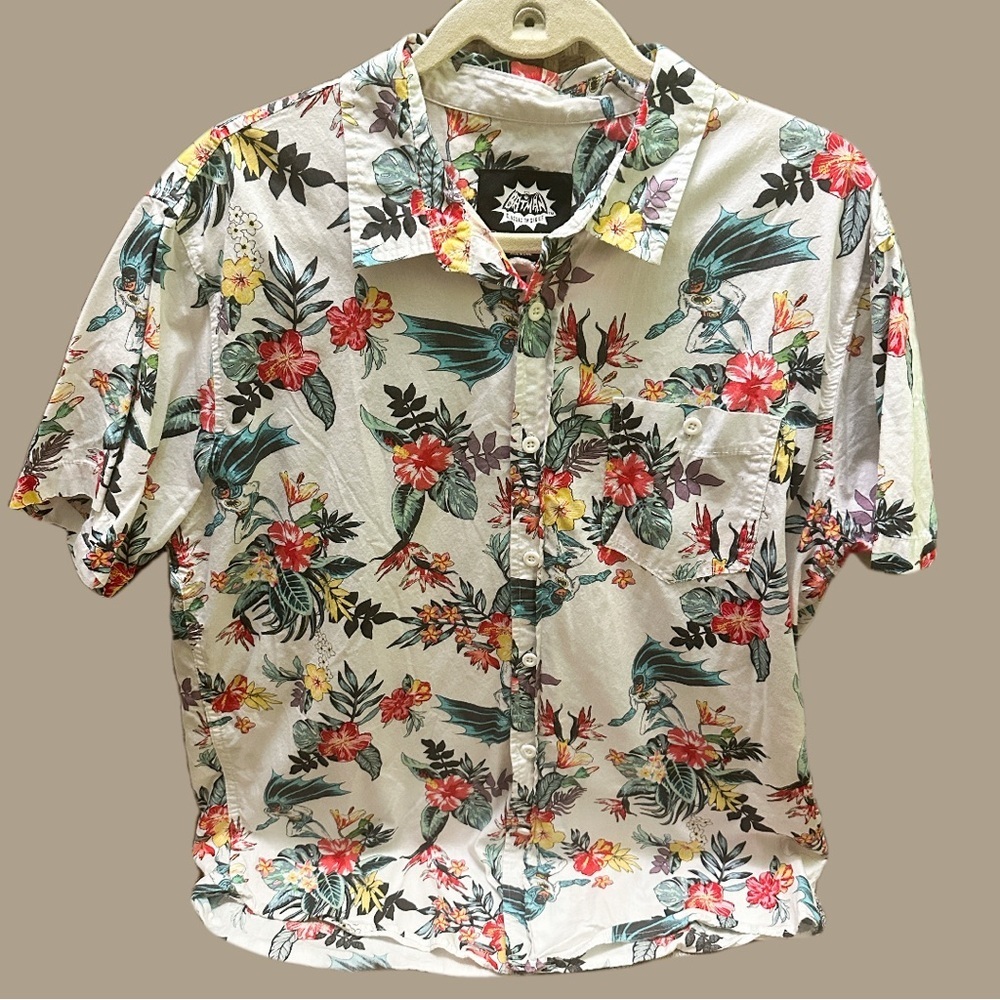 Marvel Batman DC Comics Tropical Floral Men's Shirt size XL youth size